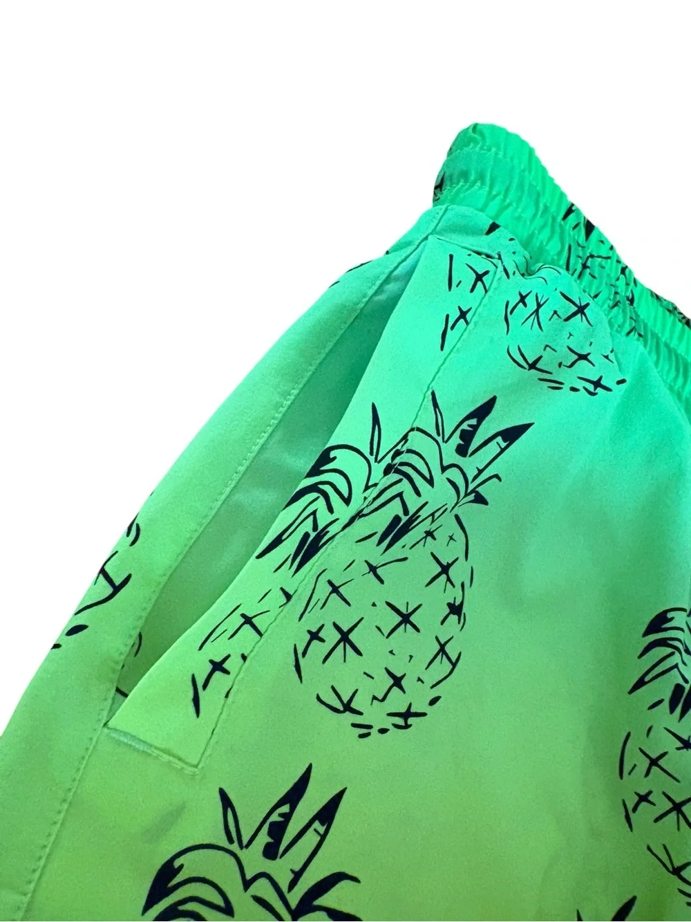 Rounderbum swim trunks H2O Lift  green and yellow Pineapple Men’s size XL
